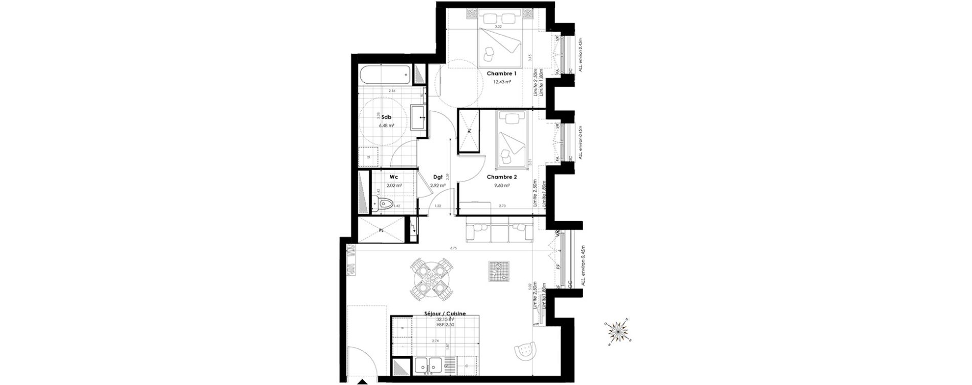 Appartement T3 de 65,60 m2 &agrave; Clamart Panorama