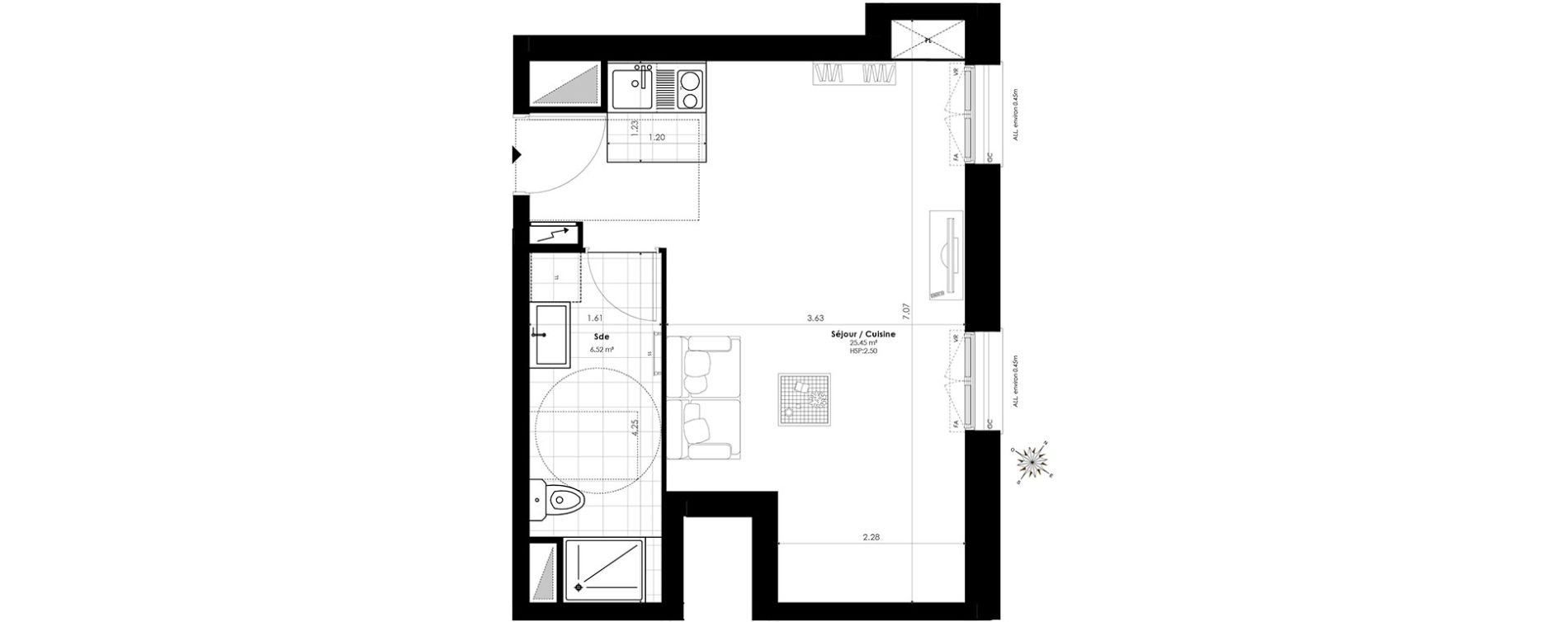 Appartement T1 de 31,97 m2 &agrave; Clamart Panorama