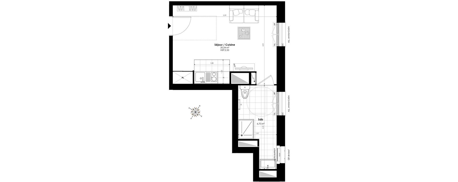 Appartement T1 de 26,99 m2 &agrave; Clamart Panorama