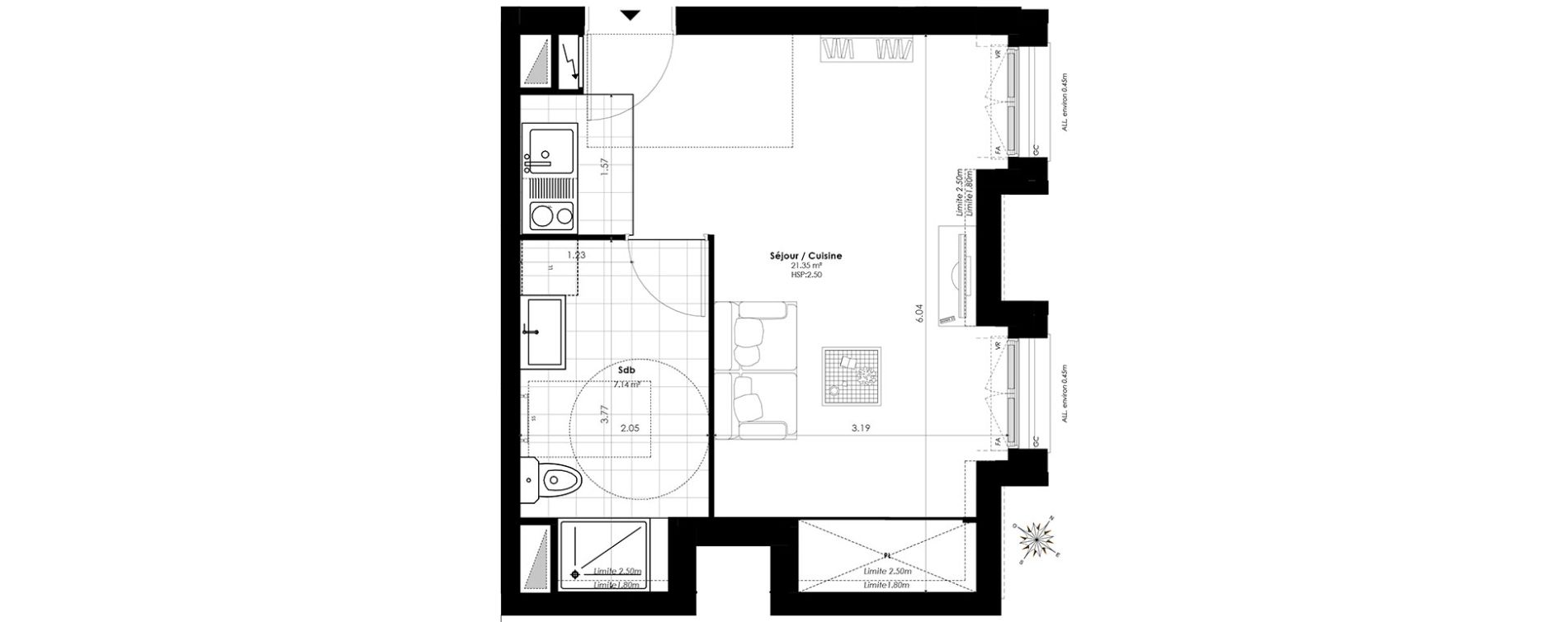 Appartement T1 de 28,49 m2 &agrave; Clamart Panorama