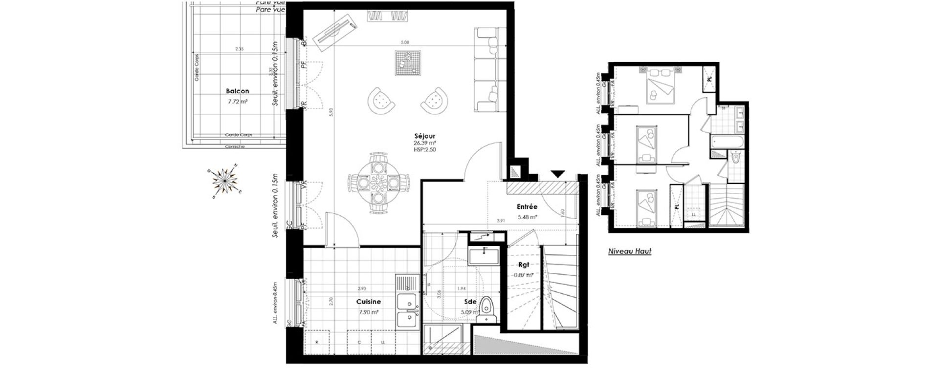 Appartement T4 de 90,25 m2 &agrave; Clamart Panorama