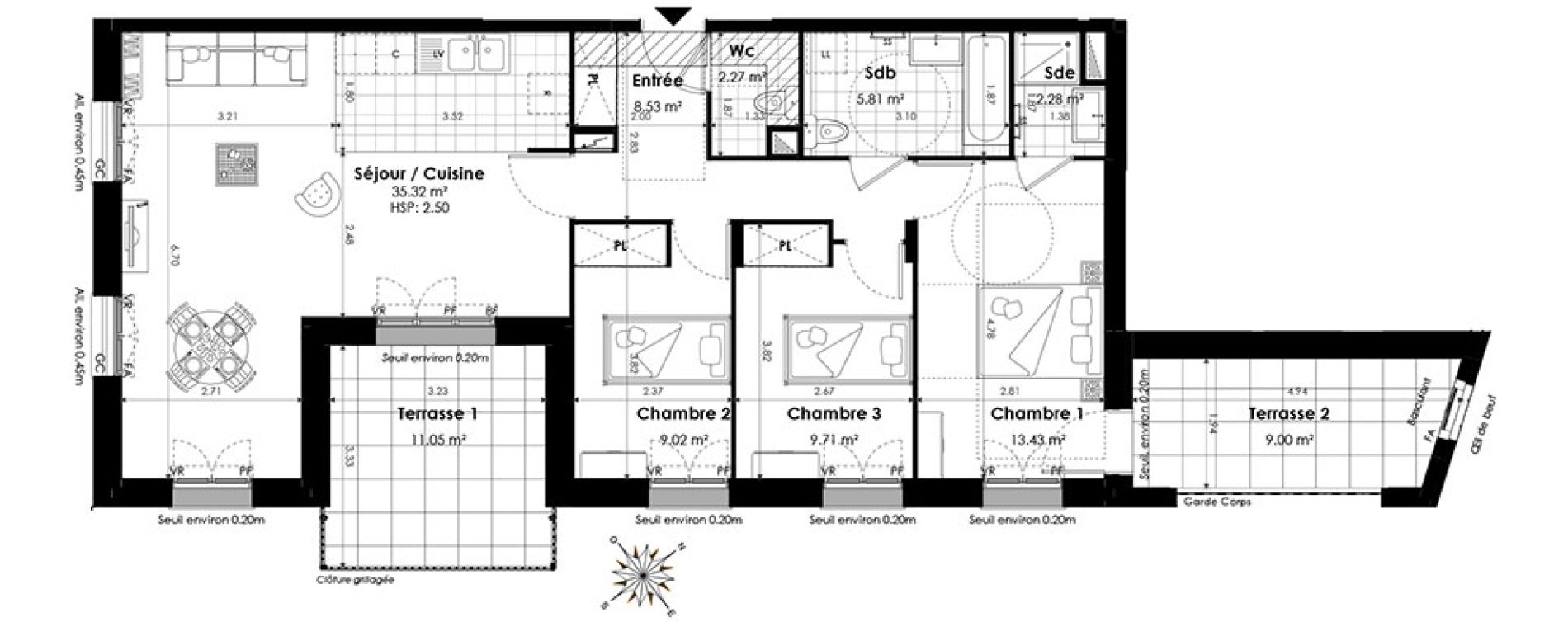 Appartement T4 de 86,37 m2 &agrave; Clamart Panorama