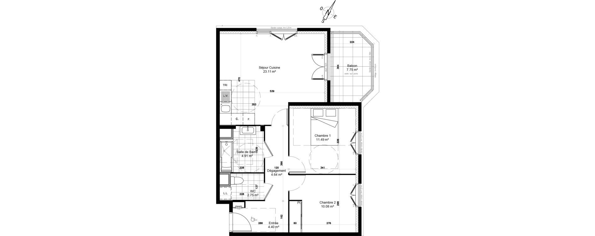 Appartement T3 de 61,39 m2 &agrave; Clamart Grand canal