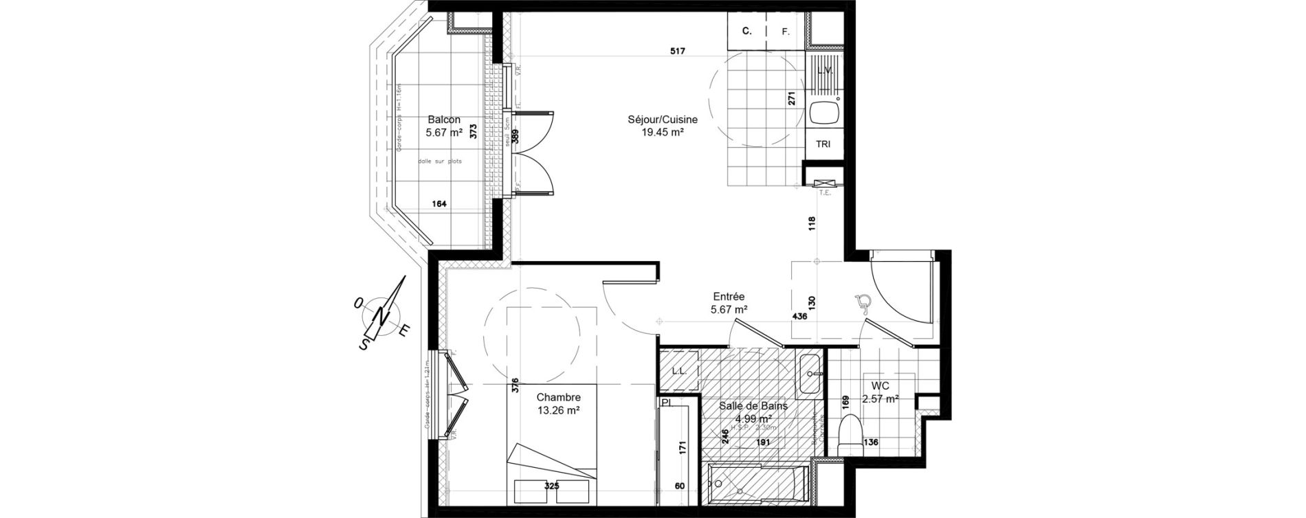 Appartement T2 de 45,95 m2 &agrave; Clamart Grand canal