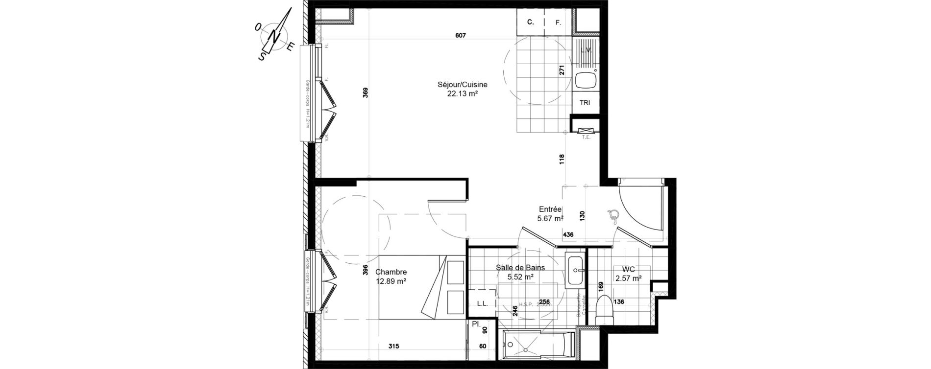 Appartement T2 de 48,79 m2 &agrave; Clamart Grand canal