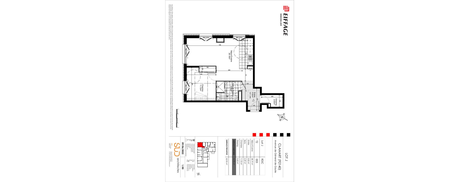 Appartement T2 de 52,96 m2 &agrave; Clamart Grand canal