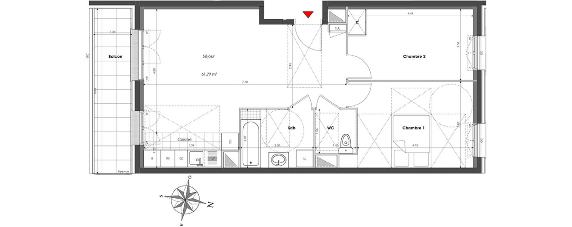 Appartement T3 de 61,79 m2 &agrave; Clamart Panorama