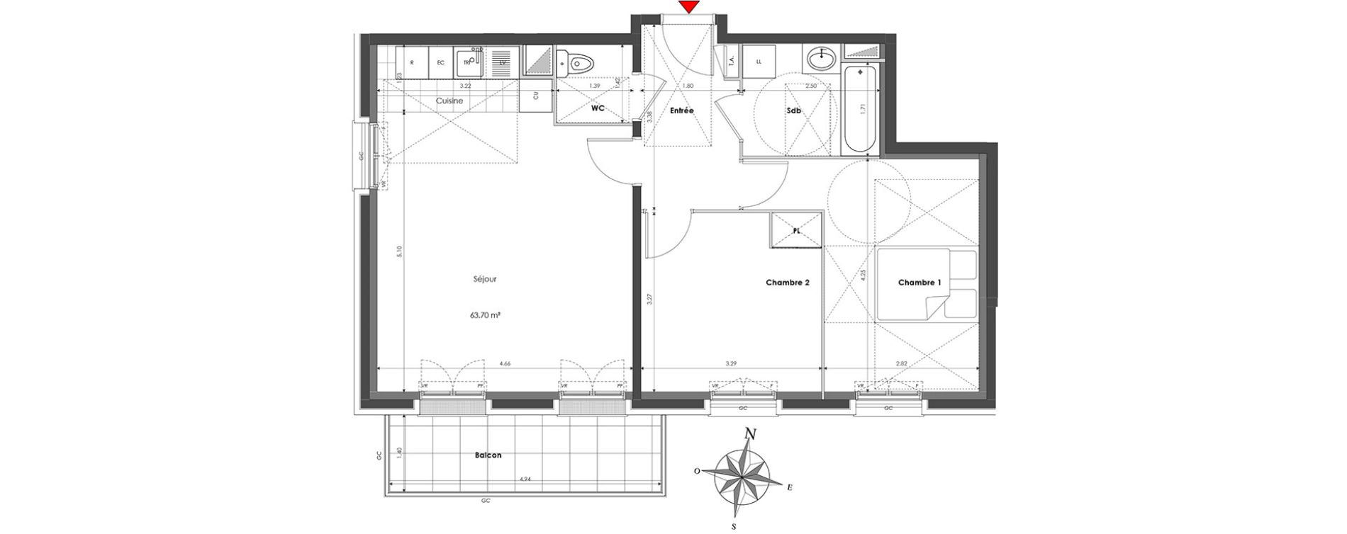 Appartement T3 de 63,70 m2 &agrave; Clamart Panorama