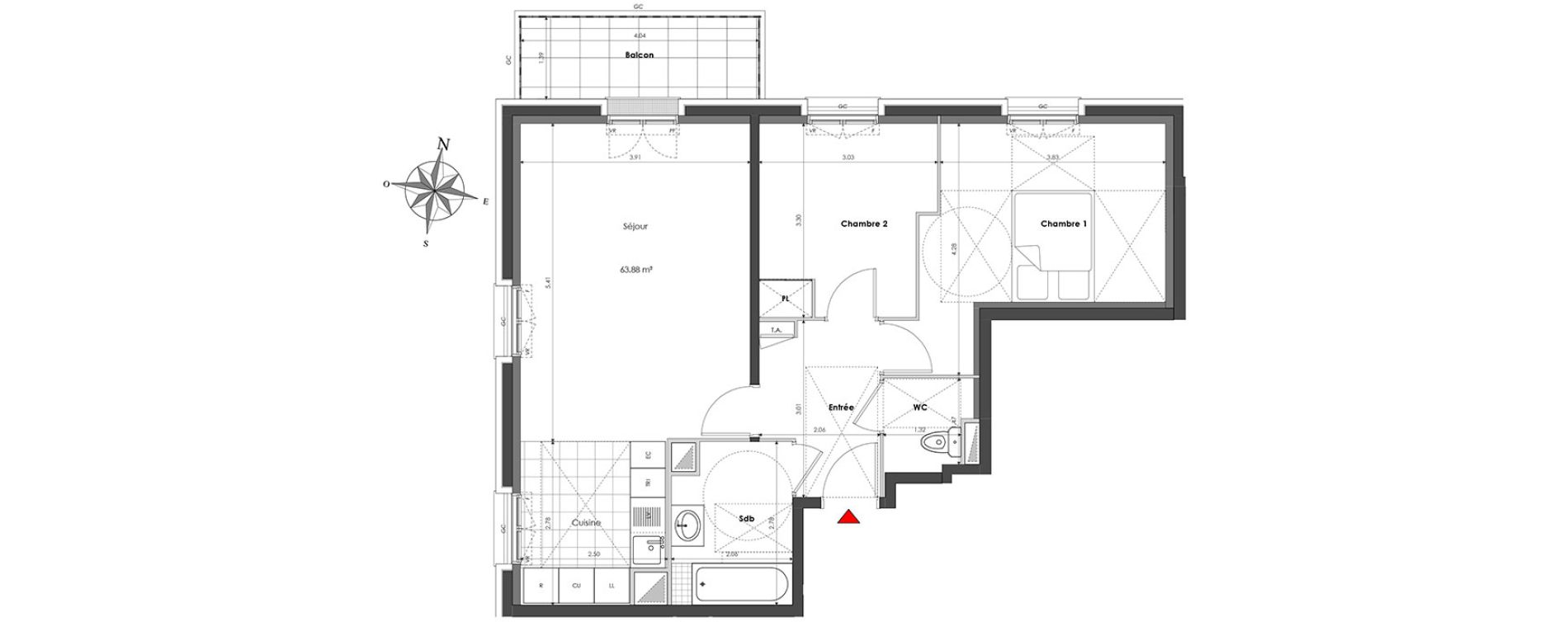 Appartement T3 de 63,88 m2 &agrave; Clamart Panorama