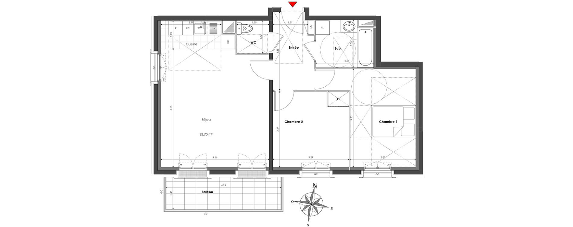 Appartement T3 de 63,70 m2 &agrave; Clamart Panorama