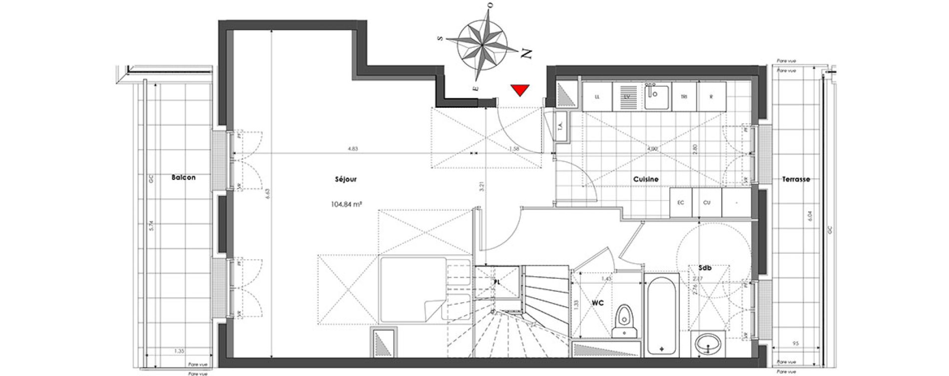 Duplex T5 de 104,84 m2 &agrave; Clamart Panorama