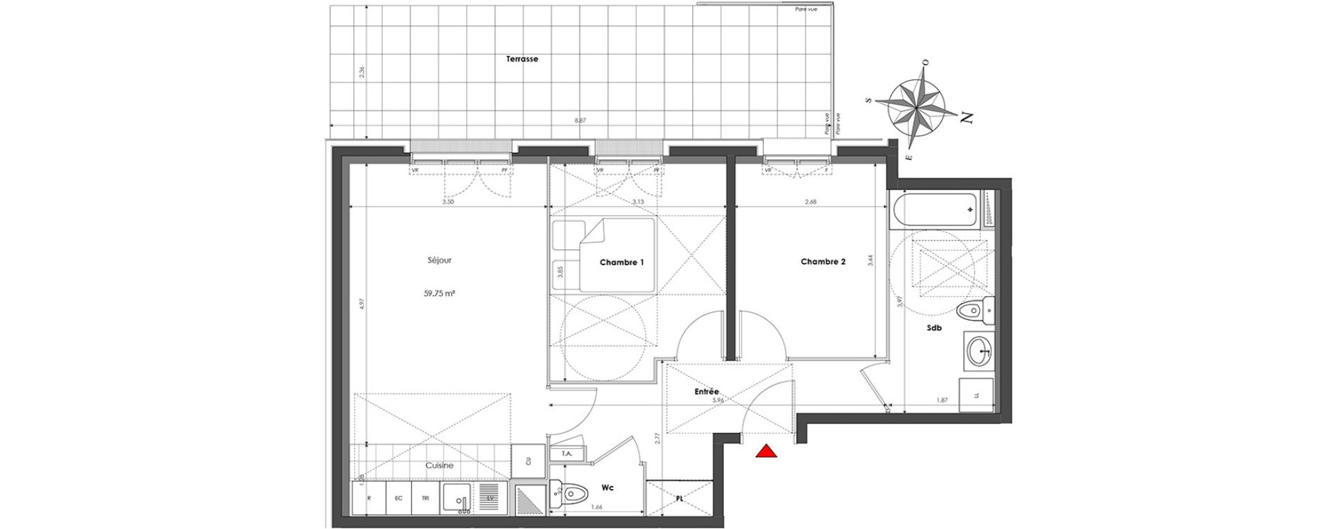 Appartement T3 de 59,75 m2 &agrave; Clamart Panorama