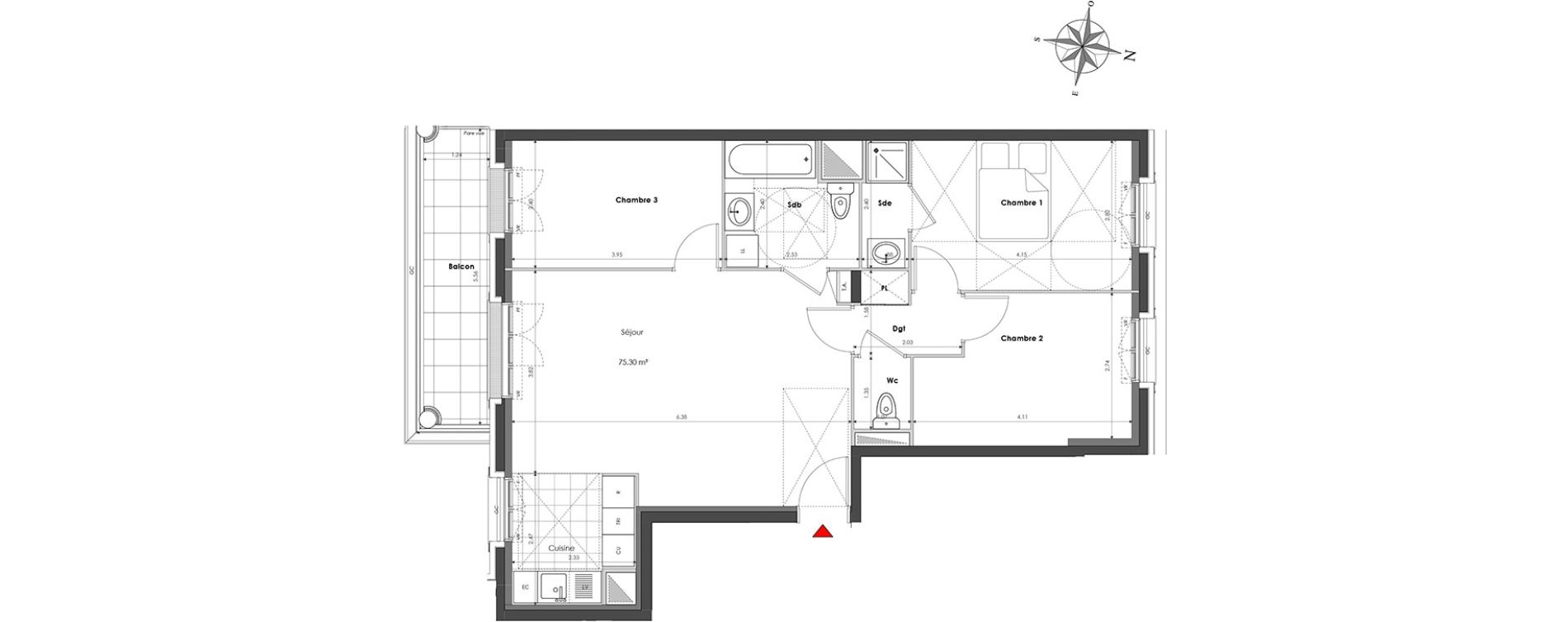 Appartement T4 de 75,30 m2 &agrave; Clamart Panorama