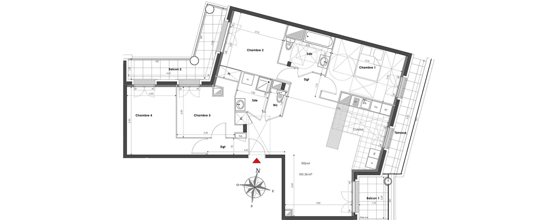 Appartement T5 de 101,36 m2 &agrave; Clamart Panorama