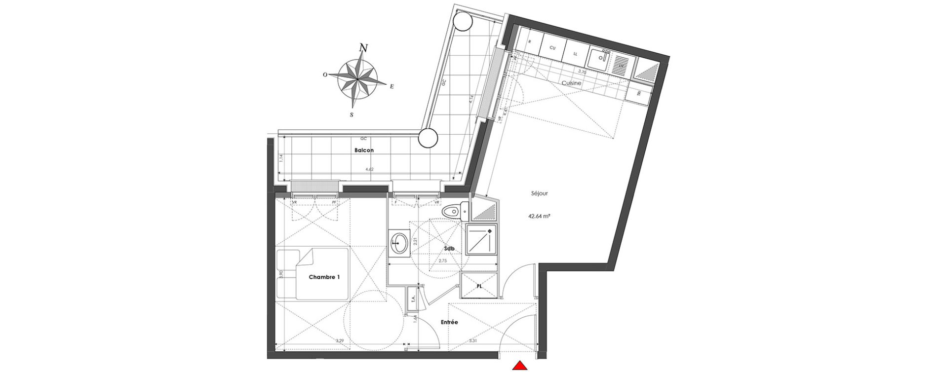 Appartement T2 de 42,64 m2 &agrave; Clamart Panorama