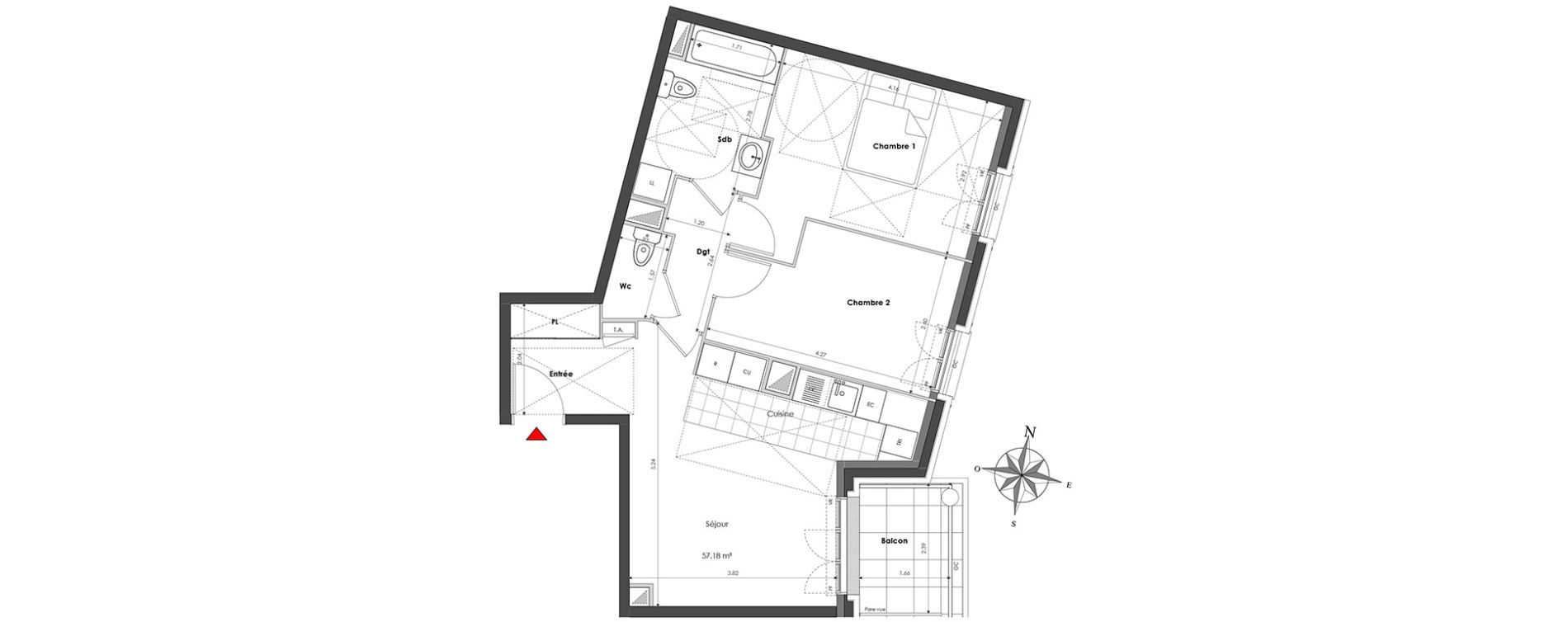 Appartement T3 de 57,18 m2 &agrave; Clamart Panorama