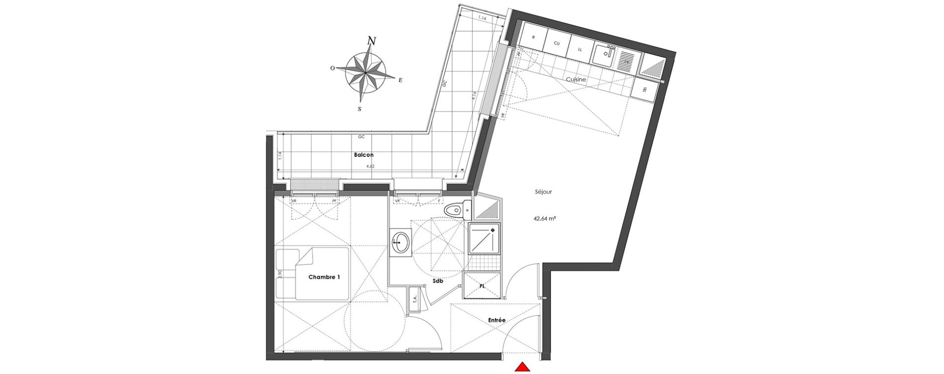 Appartement T2 de 42,64 m2 &agrave; Clamart Panorama