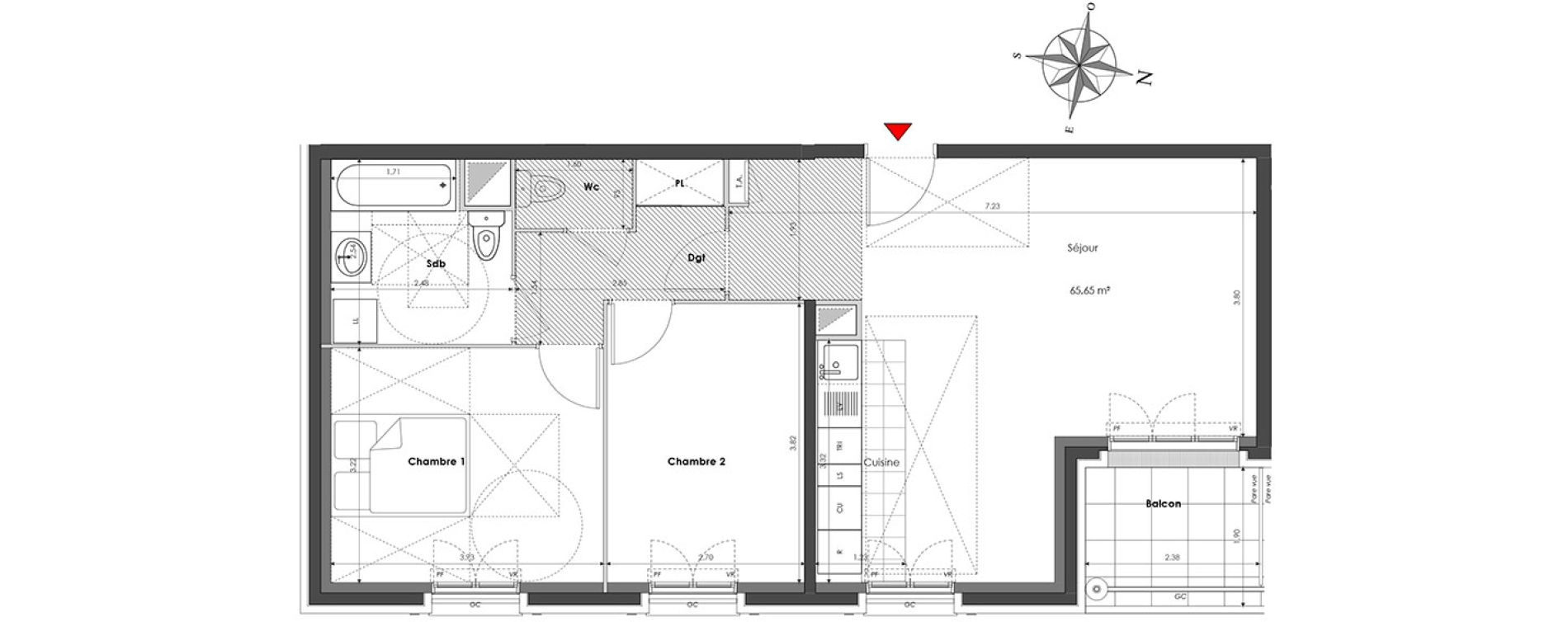 Appartement T3 de 65,65 m2 &agrave; Clamart Panorama