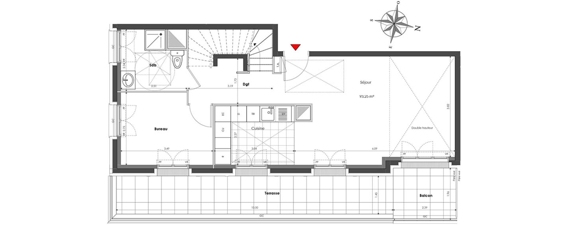 Duplex T5 de 93,25 m2 &agrave; Clamart Panorama