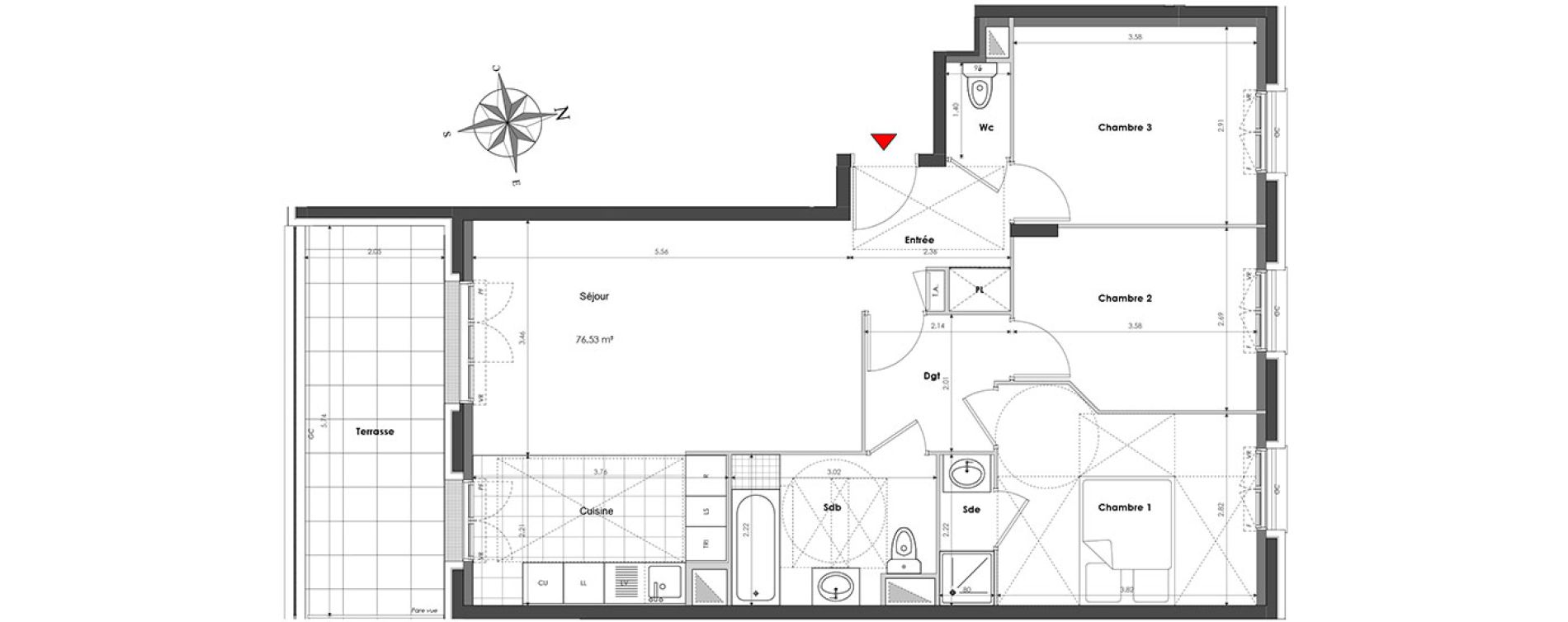 Appartement T4 de 76,53 m2 &agrave; Clamart Panorama