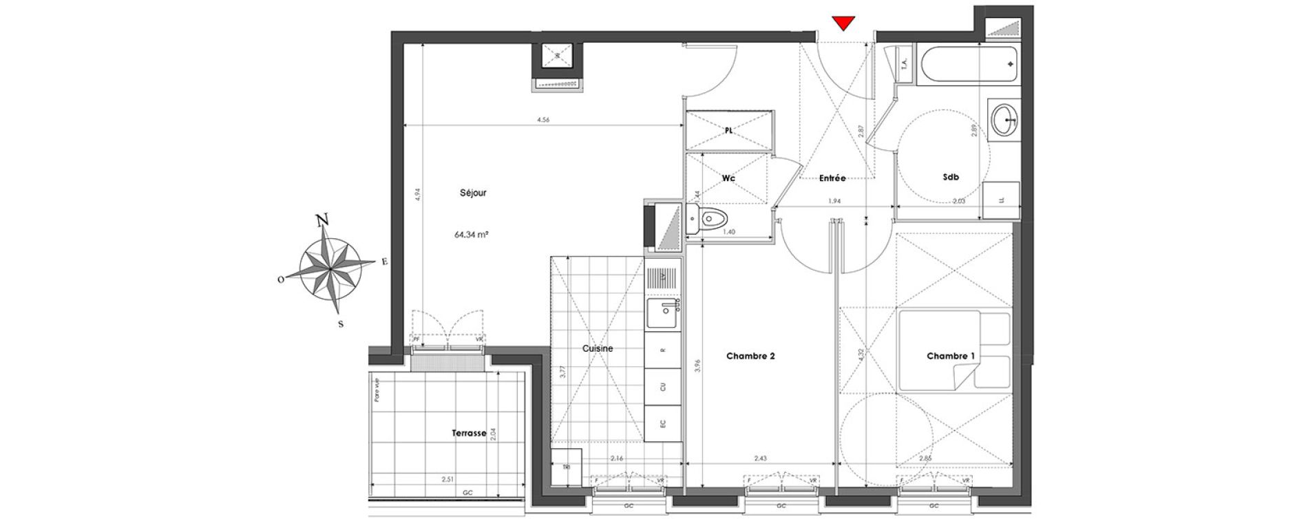 Appartement T3 de 64,34 m2 &agrave; Clamart Panorama