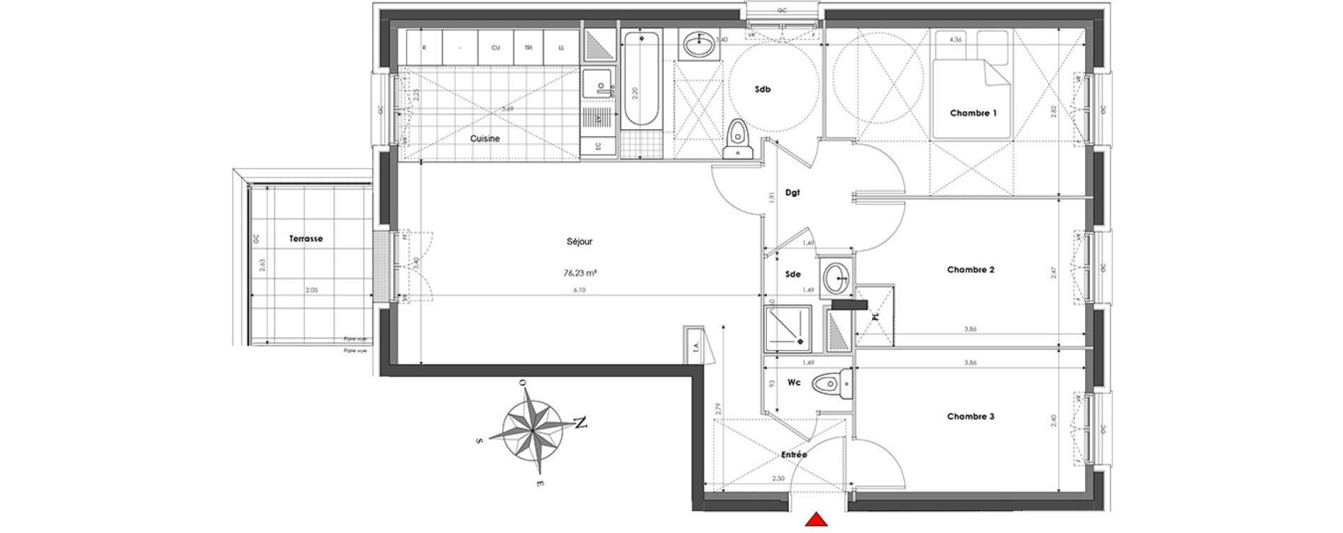 Appartement T4 de 76,23 m2 &agrave; Clamart Panorama