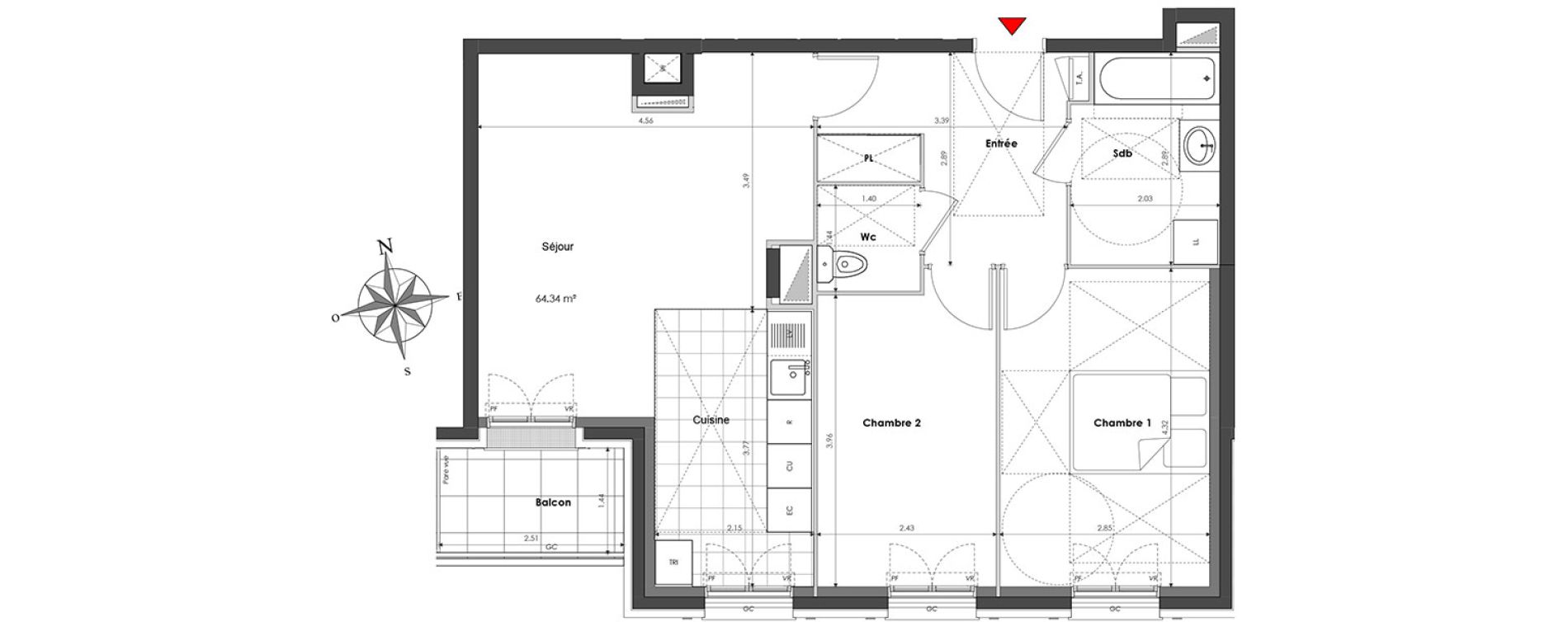 Appartement T3 de 64,34 m2 &agrave; Clamart Panorama