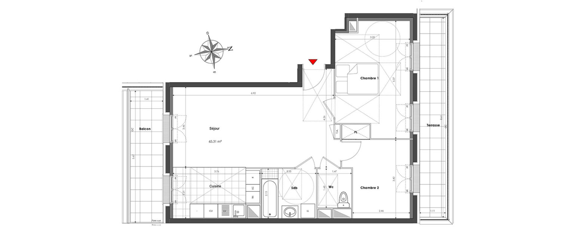 Appartement T3 de 65,31 m2 &agrave; Clamart Panorama