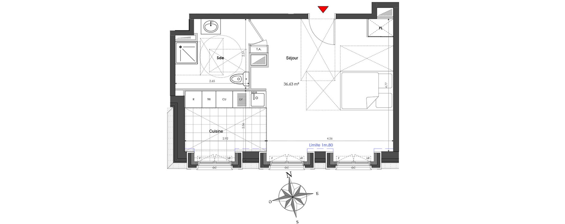 Appartement T1 de 36,63 m2 &agrave; Clamart Panorama