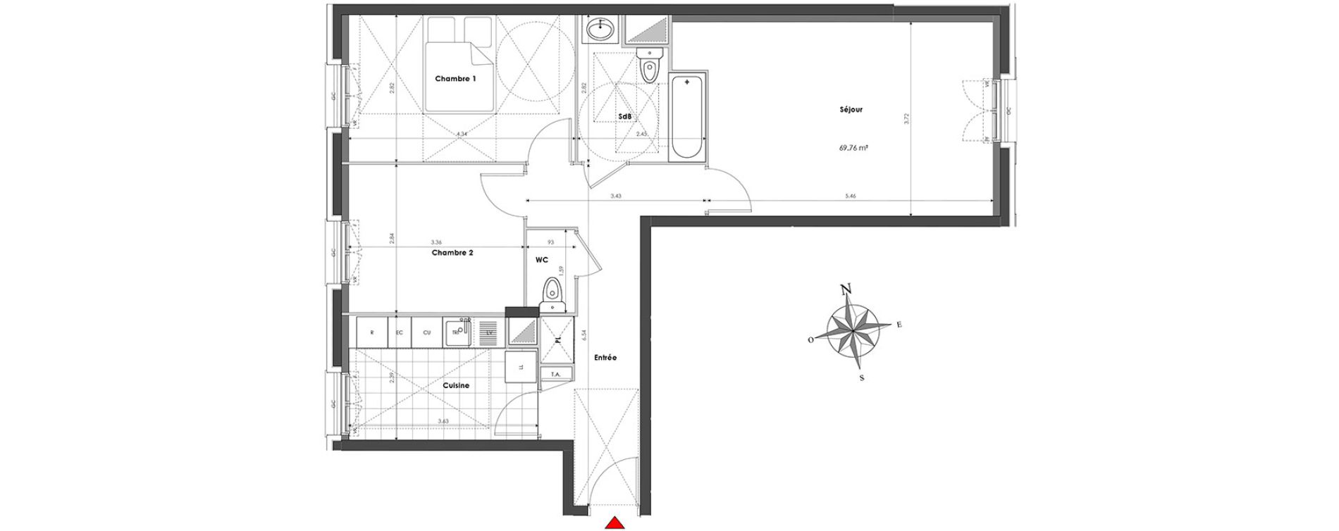 Appartement T3 de 69,76 m2 &agrave; Clamart Panorama