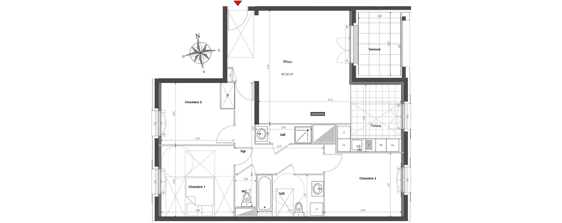 Appartement T4 de 87,59 m2 &agrave; Clamart Panorama
