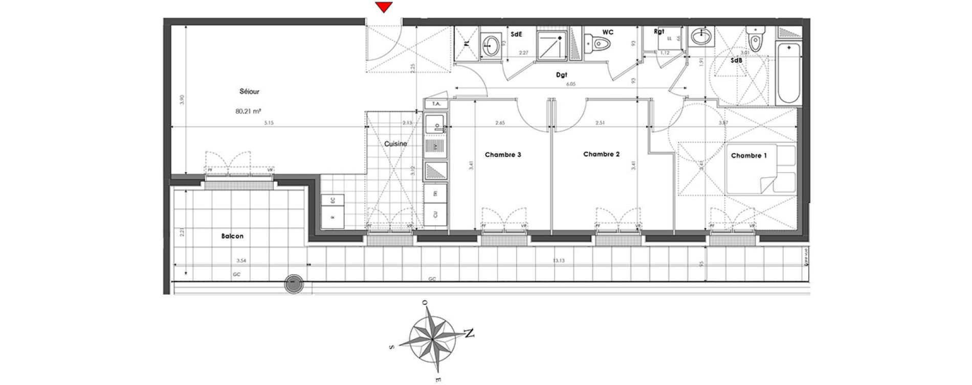 Appartement T4 de 80,21 m2 &agrave; Clamart Panorama