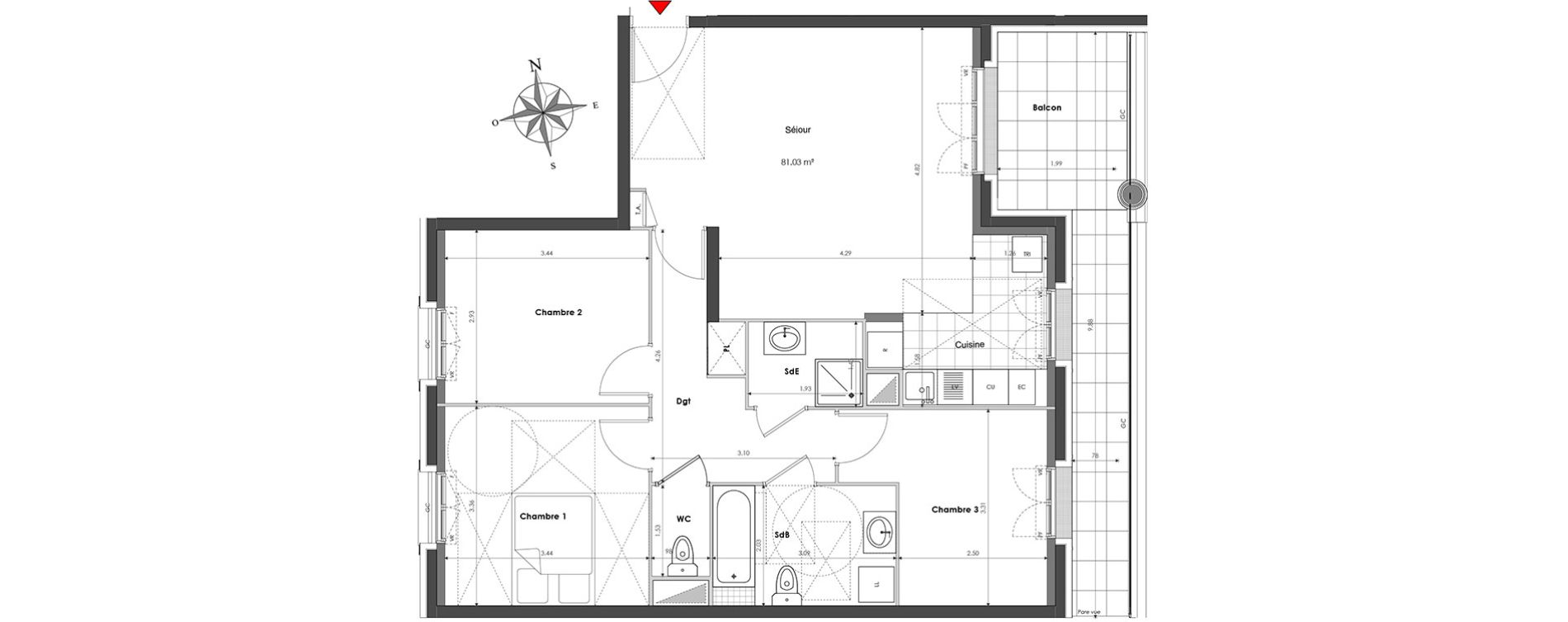 Appartement T4 de 81,03 m2 &agrave; Clamart Panorama