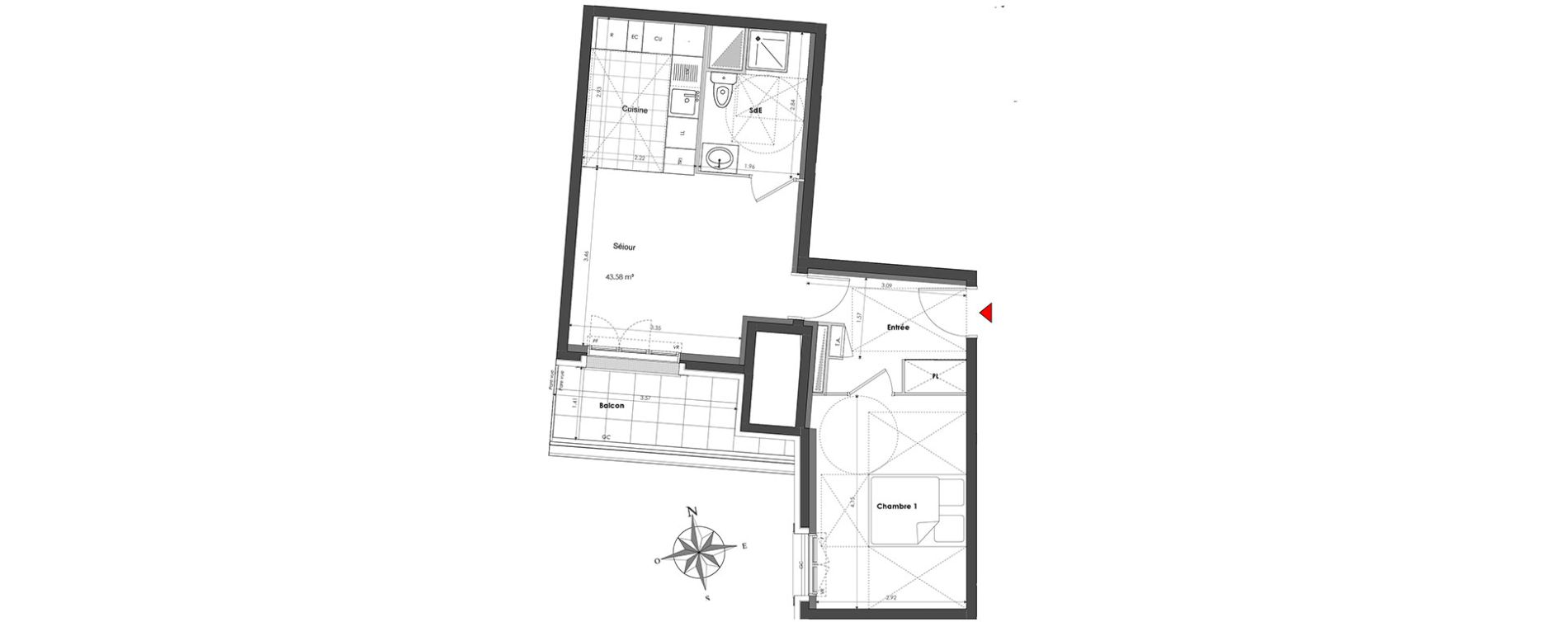 Appartement T2 de 43,57 m2 &agrave; Clamart Panorama