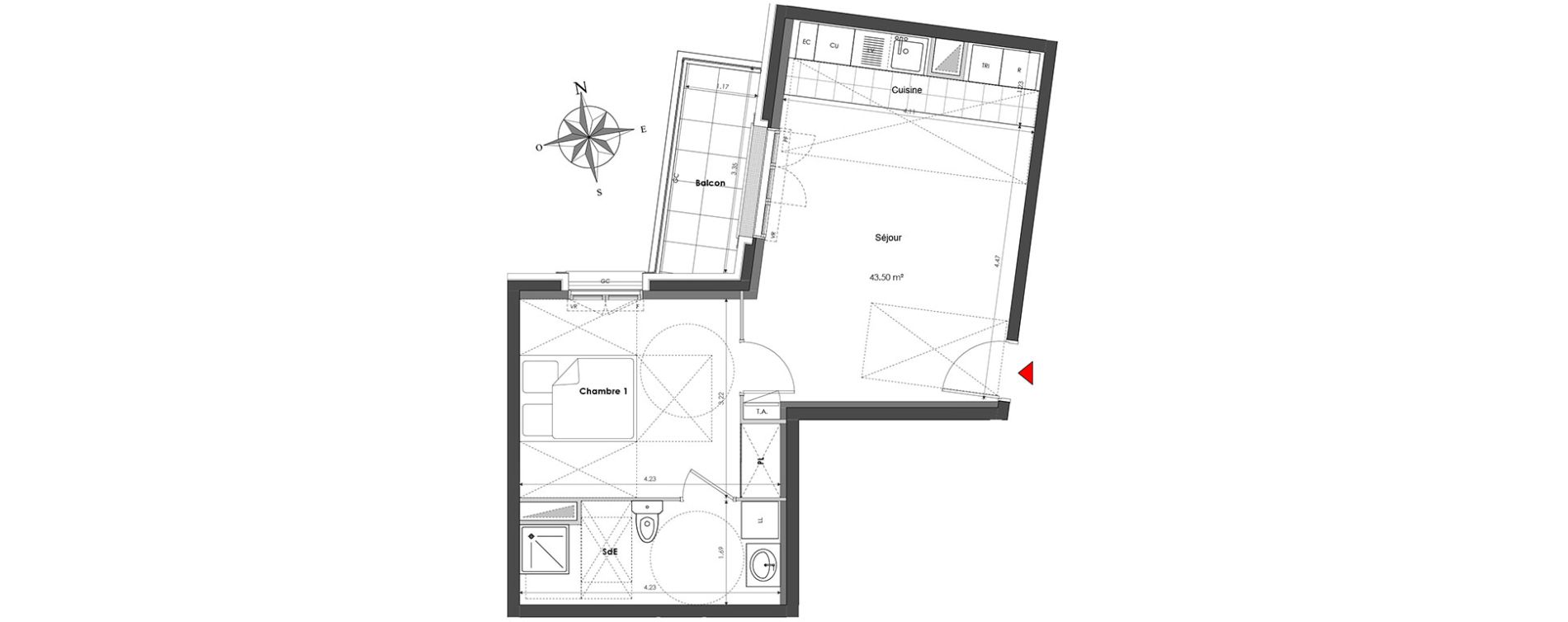 Appartement T2 de 43,50 m2 &agrave; Clamart Panorama