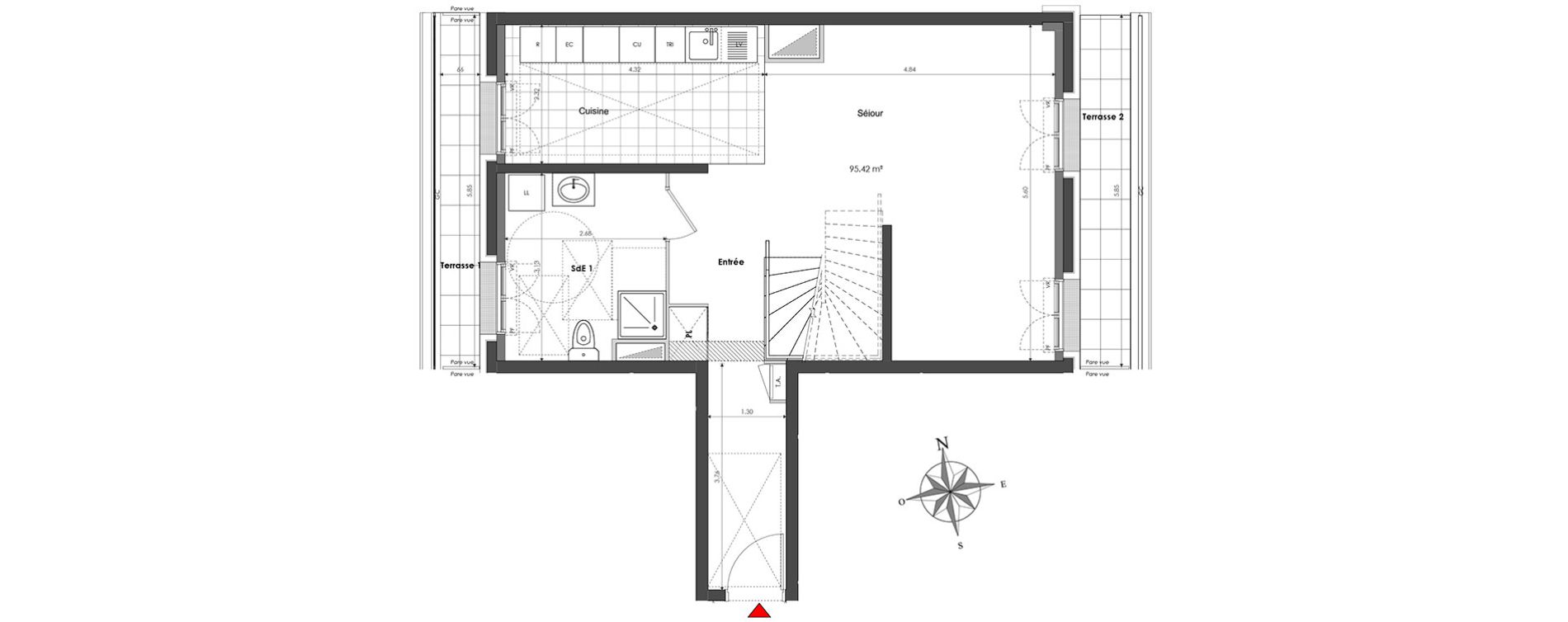 Duplex T4 de 95,46 m2 &agrave; Clamart Panorama