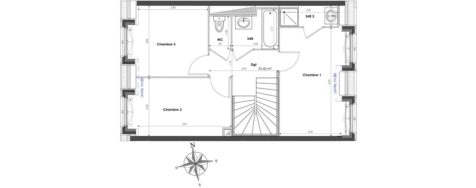 Duplex T4 de 95,46 m2 &agrave; Clamart Panorama