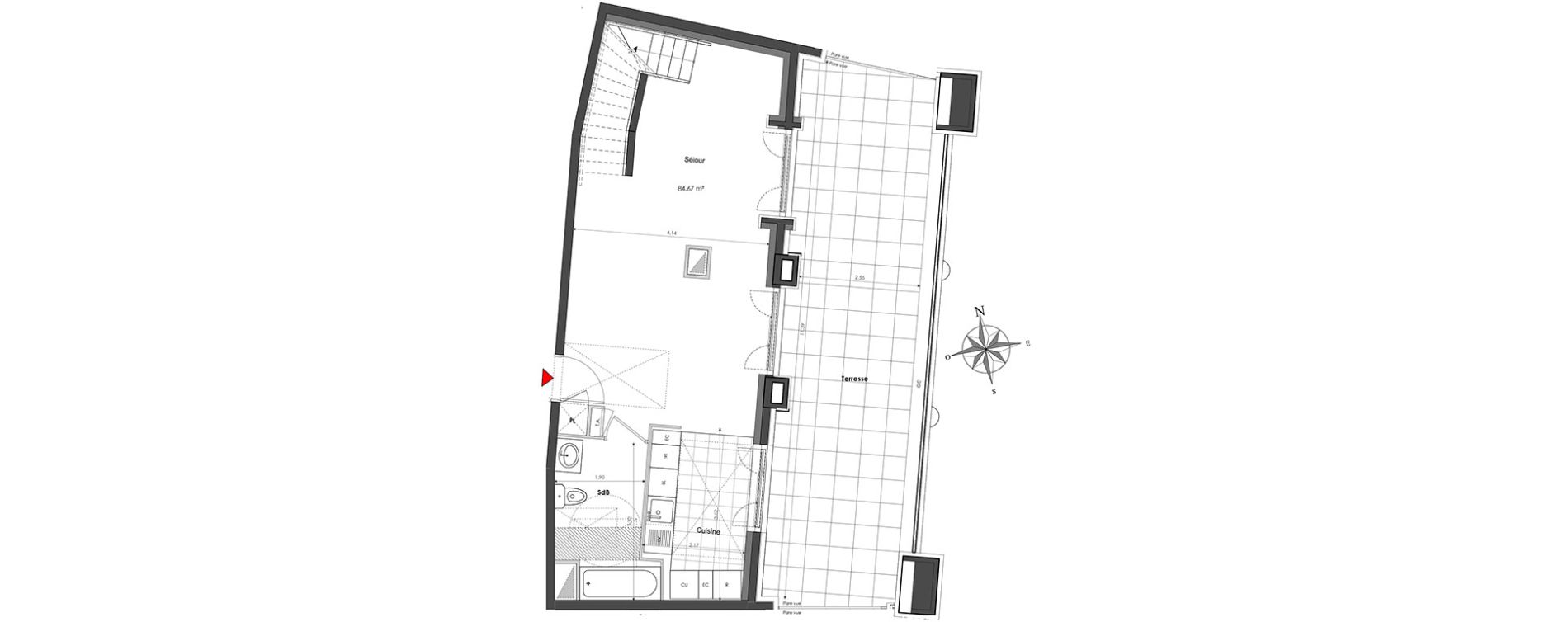 Duplex T4 de 84,67 m2 &agrave; Clamart Panorama