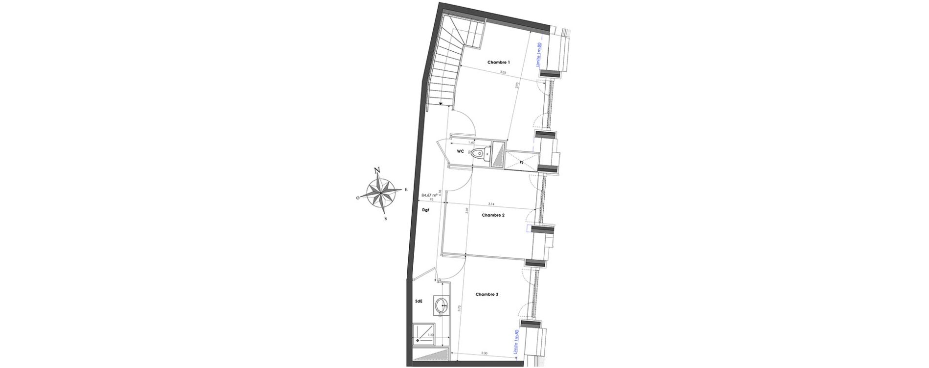 Duplex T4 de 84,67 m2 &agrave; Clamart Panorama
