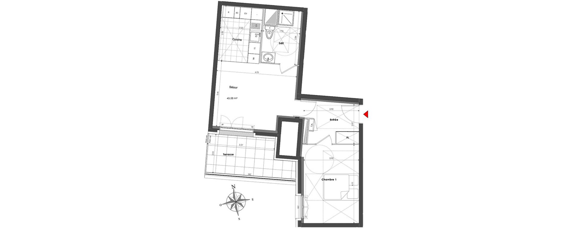 Appartement T2 de 43,57 m2 &agrave; Clamart Panorama