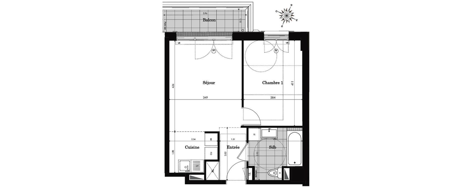 Appartement T2 de 40,47 m2 &agrave; Clamart Jardin parisien
