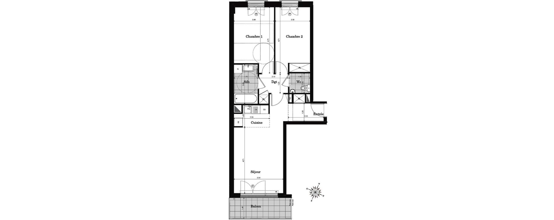 Appartement T3 de 61,42 m2 &agrave; Clamart Jardin parisien