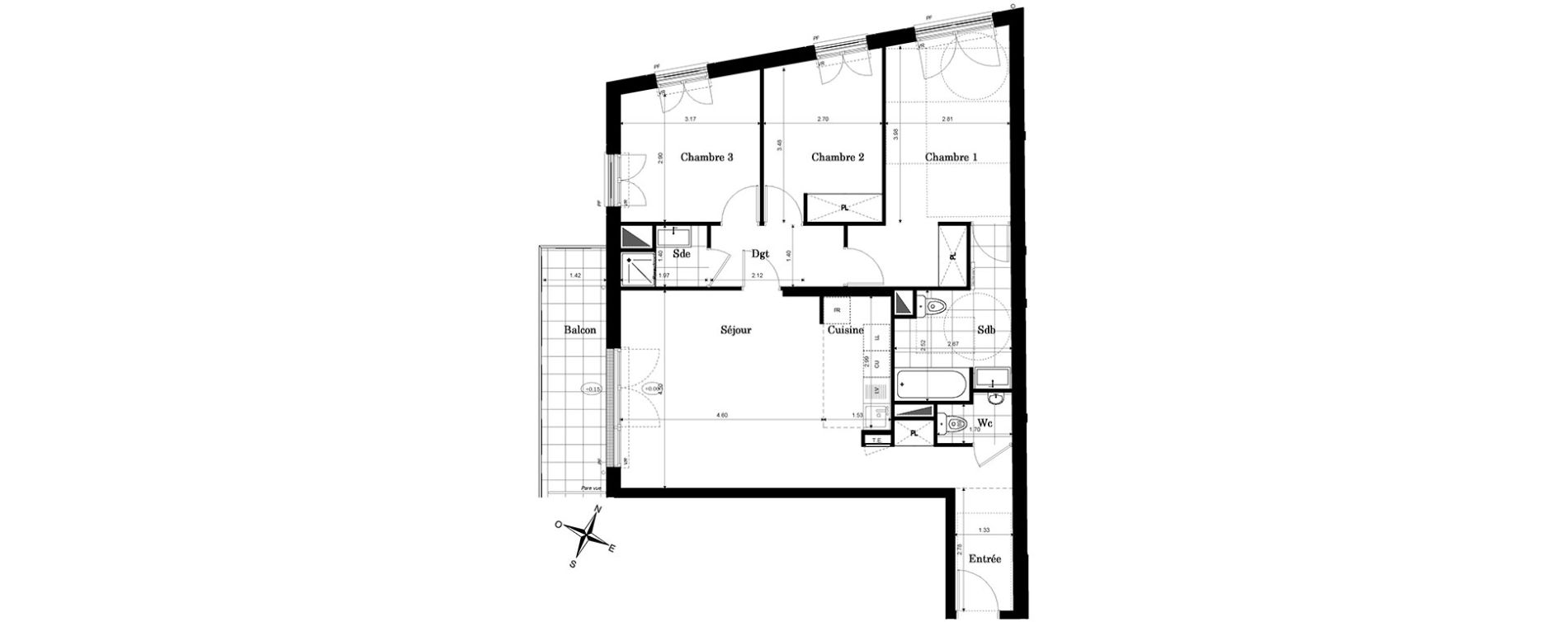 Appartement T4 de 85,49 m2 &agrave; Clamart Jardin parisien