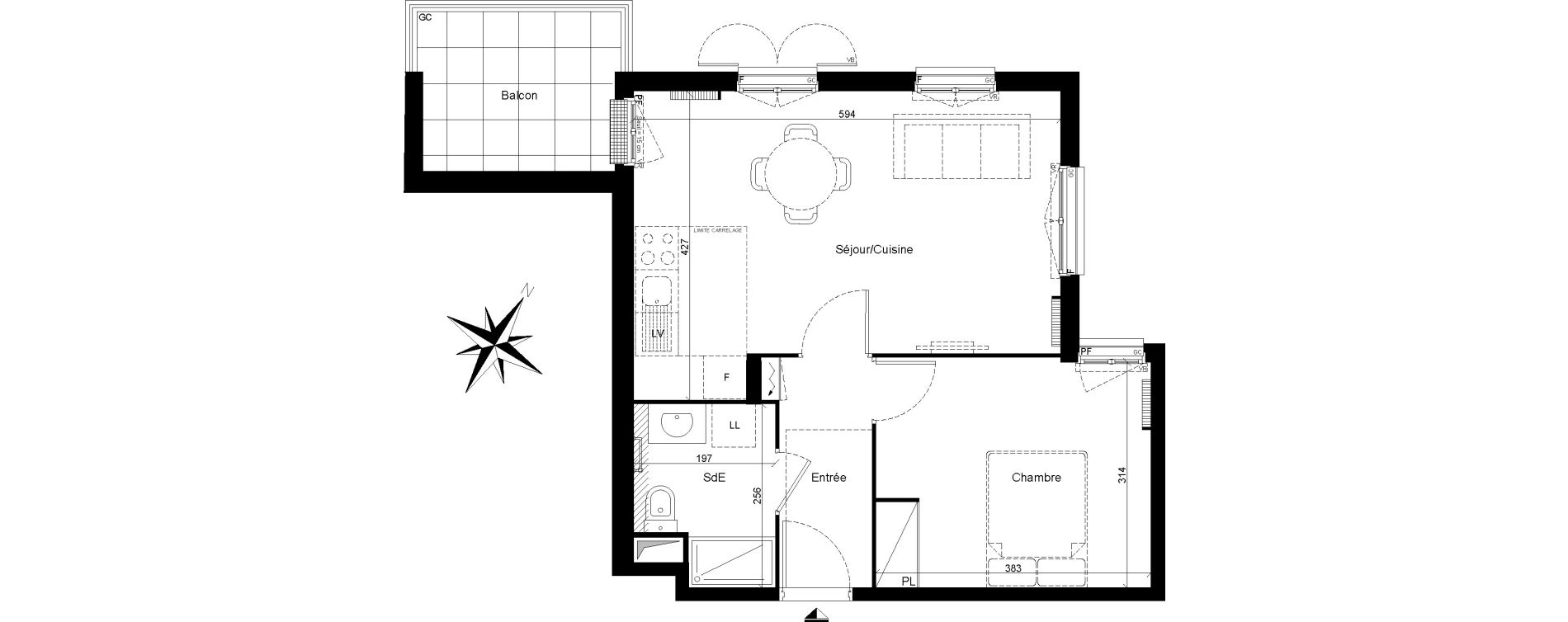 Appartement T2 de 43,57 m2 &agrave; Clamart Trivaux - la garenne