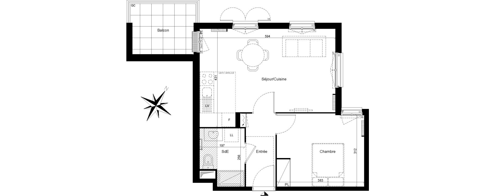Appartement T2 de 43,57 m2 &agrave; Clamart Trivaux - la garenne