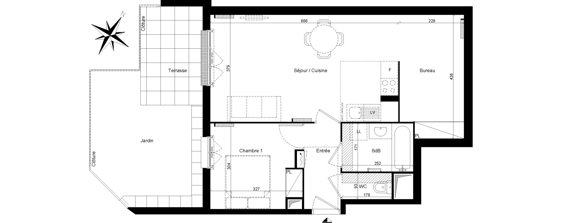 Appartement T2 de 54,17 m2 &agrave; Clamart Trivaux - la garenne