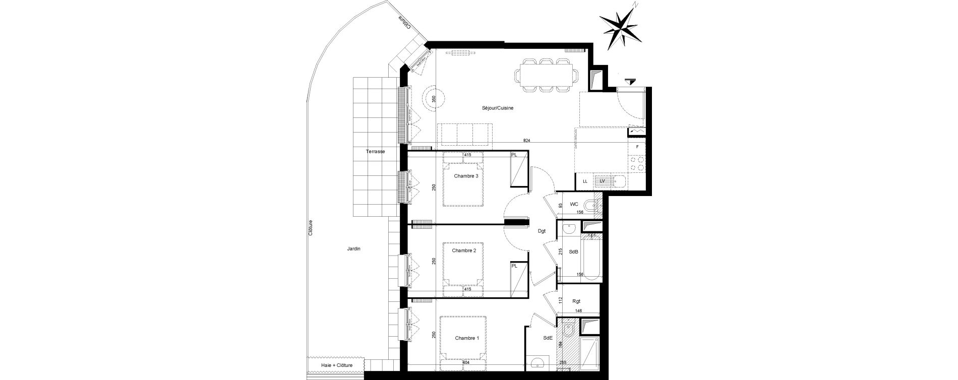 Appartement T4 de 76,08 m2 &agrave; Clamart Trivaux - la garenne