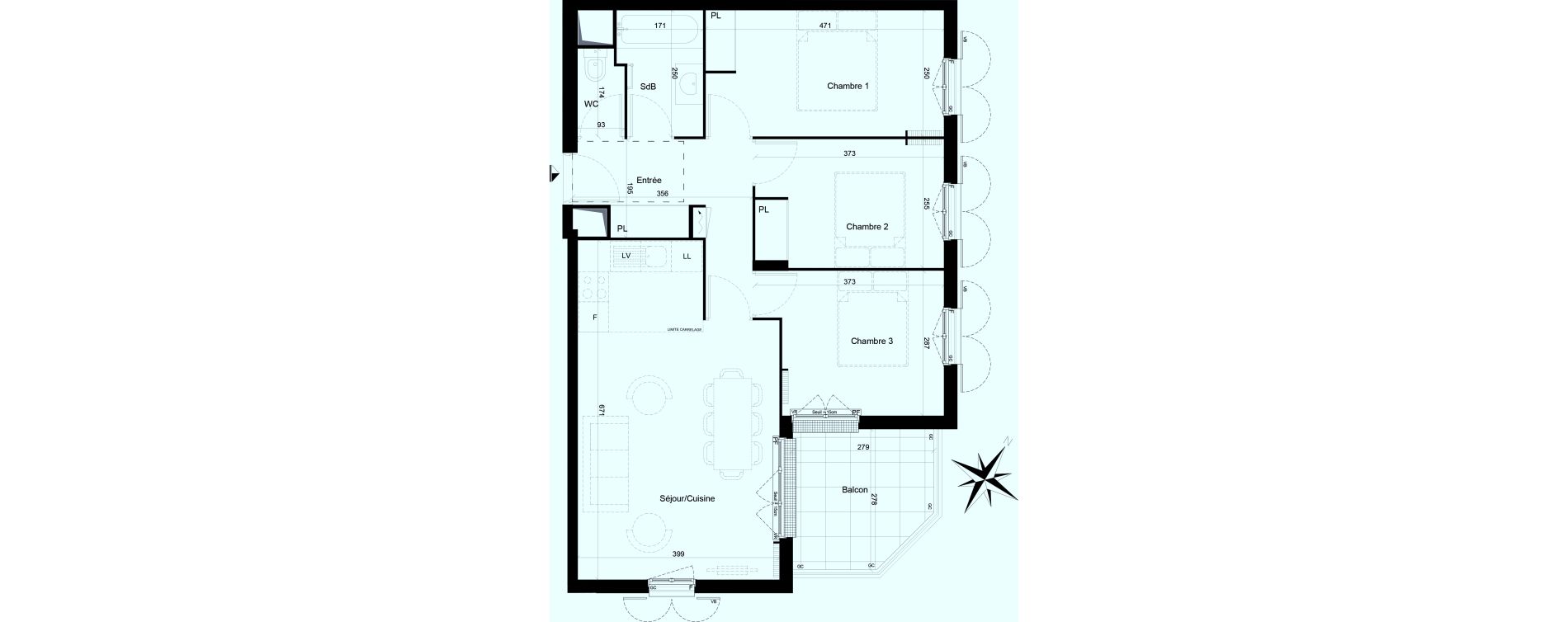 Appartement T4 de 68,40 m2 &agrave; Clamart Trivaux - la garenne