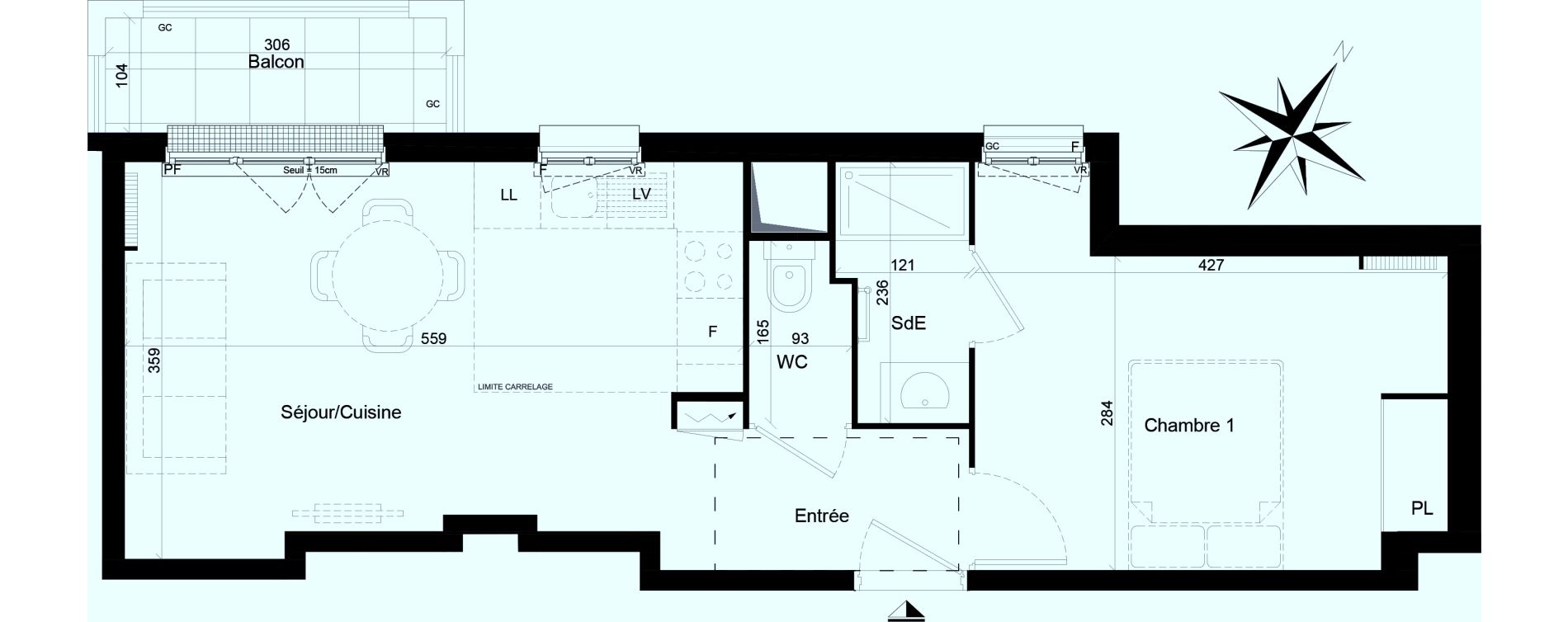 Appartement T2 de 38,39 m2 &agrave; Clamart Trivaux - la garenne