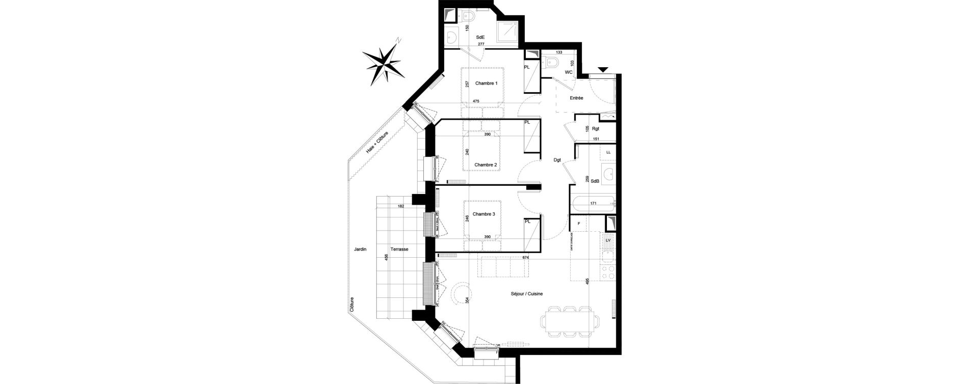 Appartement T4 de 74,19 m2 &agrave; Clamart Trivaux - la garenne